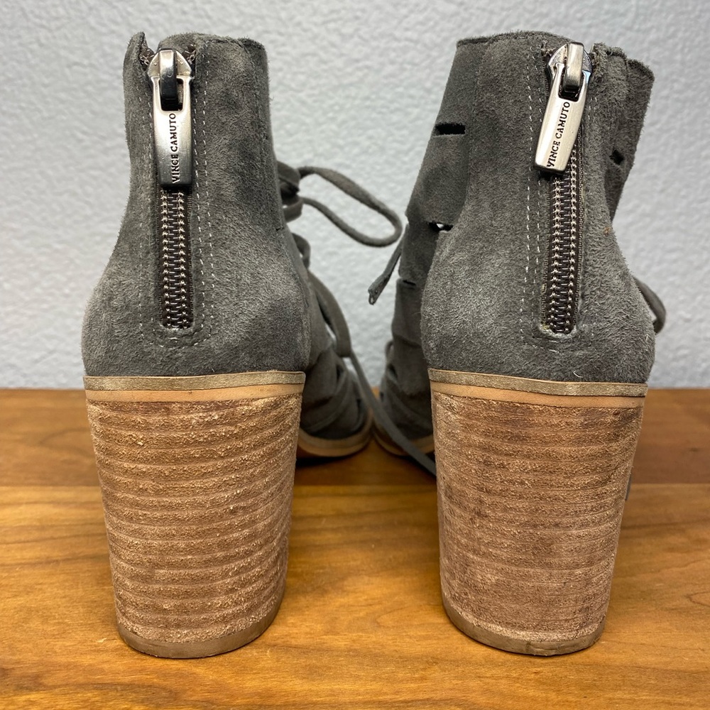 Vince Camuto Tressa Suede Peep-Toe Lace Up Heel - Picture 4 of 6